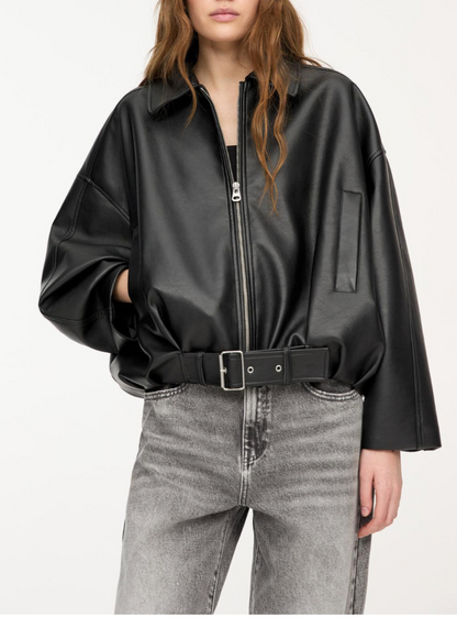 NOVATA  ARIA  Veste Cuir Style Oversize
