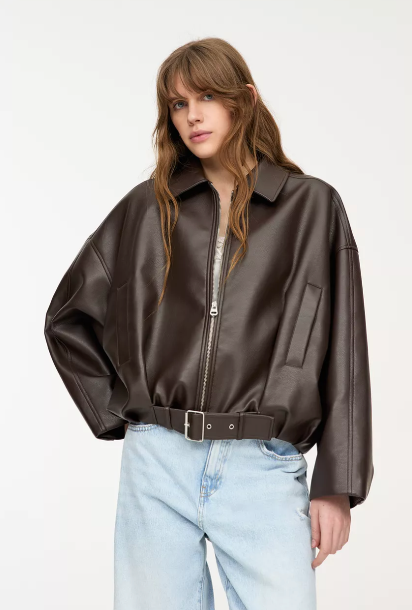 NOVATA  ARIA  Veste Cuir Style Oversize